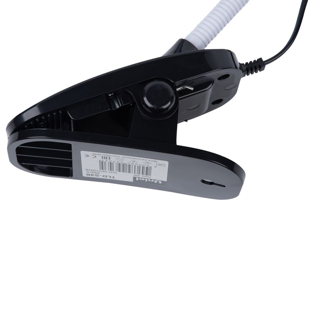 TLD-546 Black-LED-350Lm-4500K Светильник настольный прищепка. 5W. Механический выключатель. Черный. ТМ Uniel