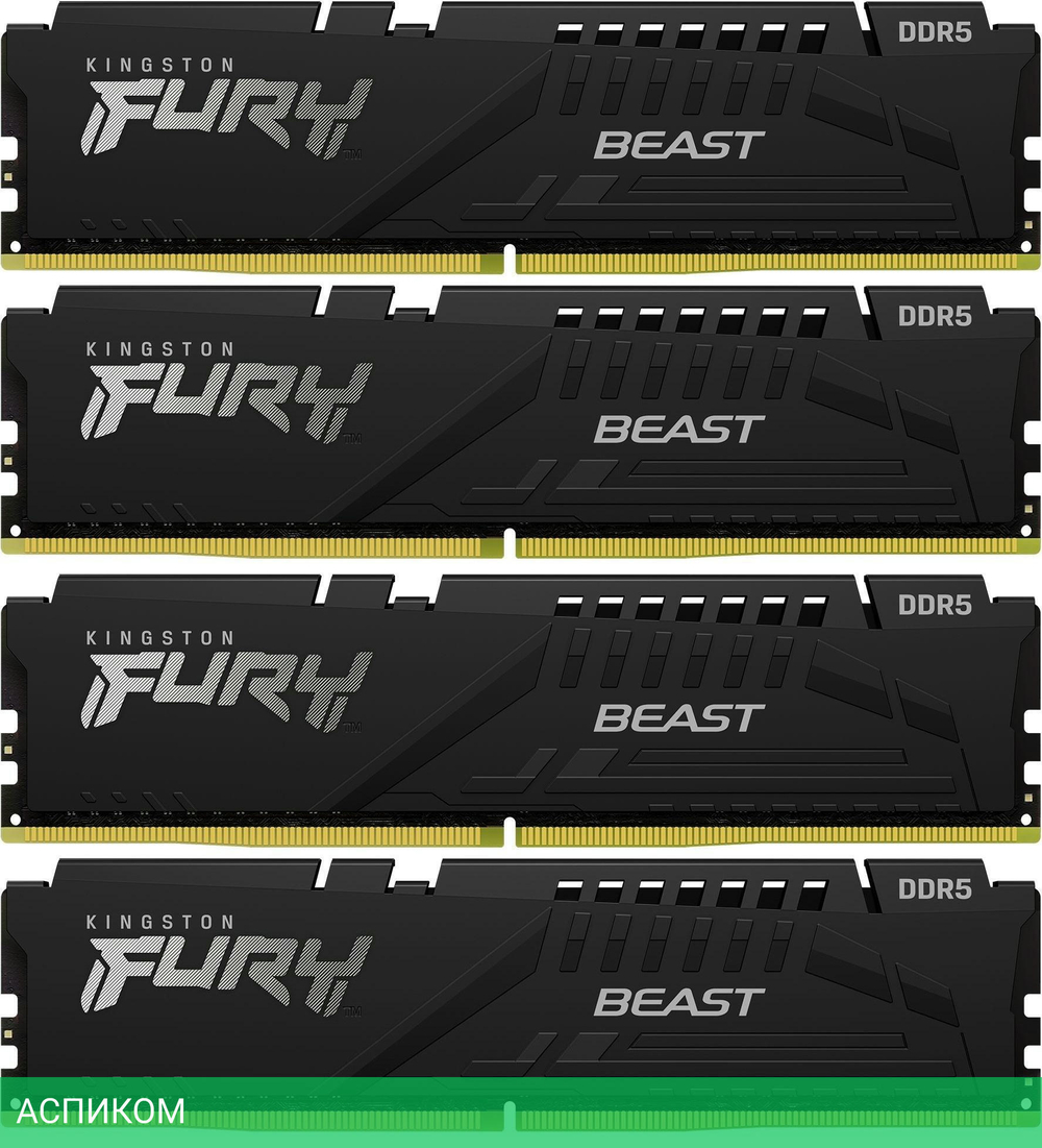Оперативная память Kingston Fury Beast Black 64Gb DDR5 (KF560C40BBK4-64)