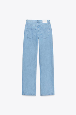 ZARA ДЖИНСЫ Z1975 STRAIGHT СО СРЕДНЕЙ ПОСАДКОЙ И КОМБИНИРОВАННОЙ ВАРКОЙ, ВЫЦВЕТШИЙ СИНИЙ