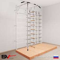 Шведская стенка Sv Sport 53440 (Турник рукоход/Канат/Лестница/Мат 2м/Канатный лаз)