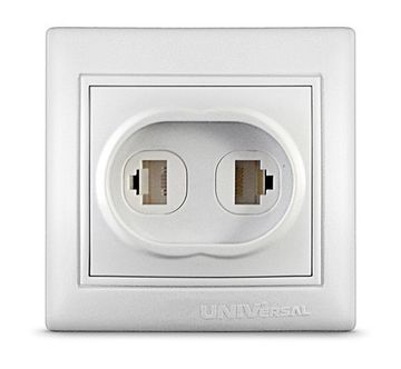 Розетка UNIVersal Bалери телефон/компьютер с/п бел.