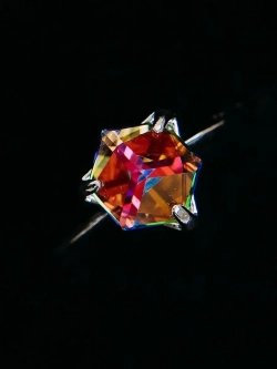 Кольцо Миражи тонкое с зеленым кристаллом Swarovski