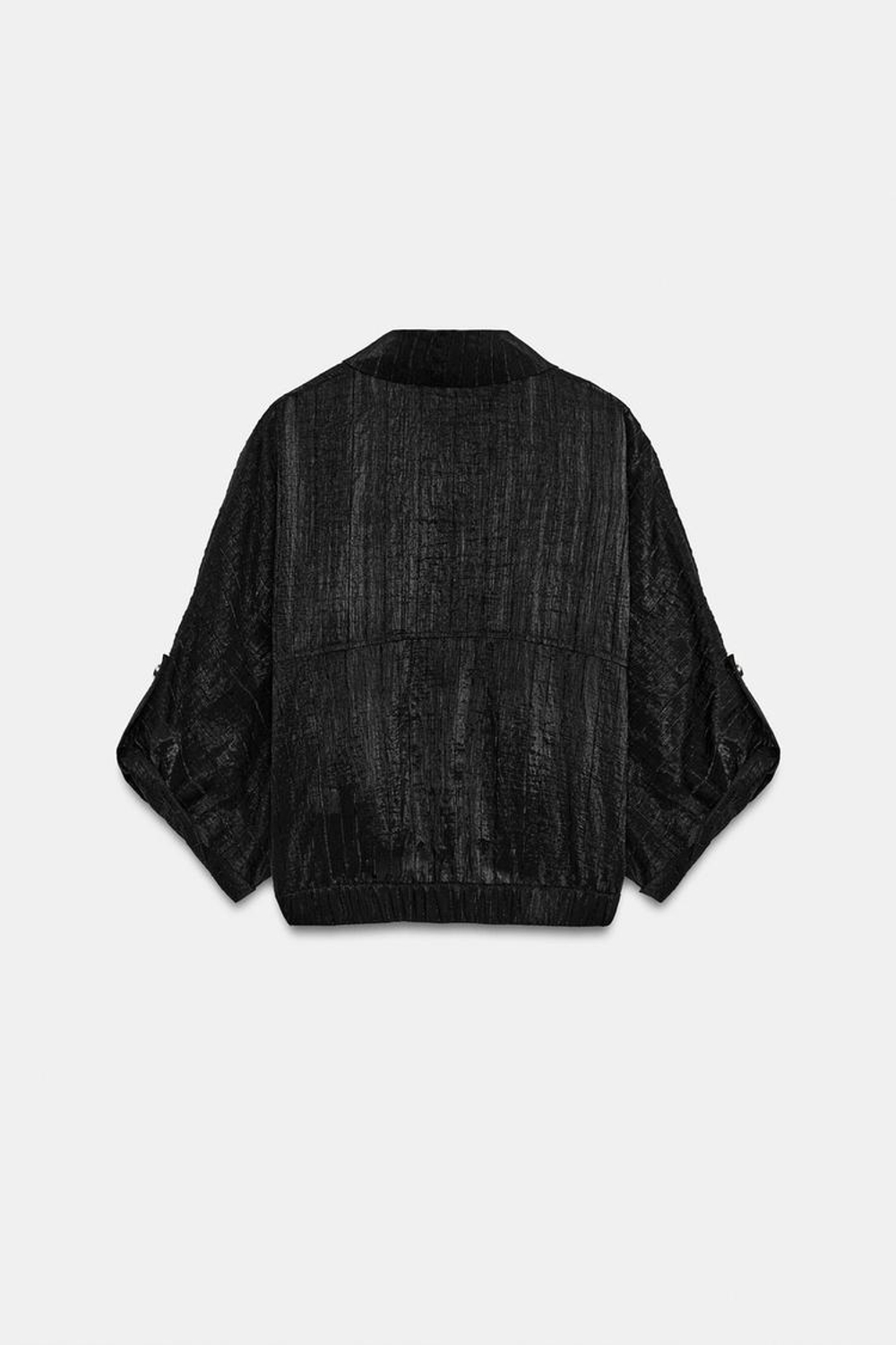 ZARA БЛУЗА-САФАРИ С ПОДВЕРНУТЫМИ РУКАВАМИ, ЧЕРНЫЙ