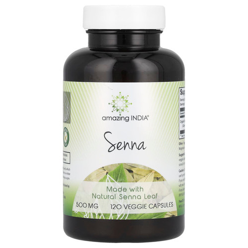 Amazing India, Сенна, 500 мг, 120 растительных капсул