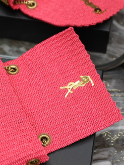 Saint Laurent Kate Medium Supple Chain Bag in Raffia 28 cm