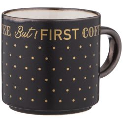 КРУЖКА "BUT FIRST COFEE" 390 МЛ ЧЕРНАЯ