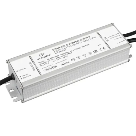 Блок питания ARPV-UH12240-PFC-DALI2-PH (12V, 20A, 240W) (Arlight, IP67 Металл, 7 лет) 040755