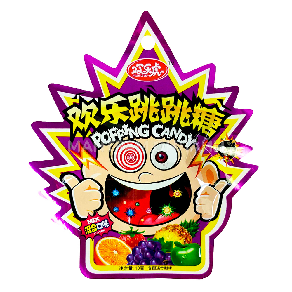 Драже лента-шипучка HuanLeHu Popping Candy цвет микс вкус фруктовый 10 г