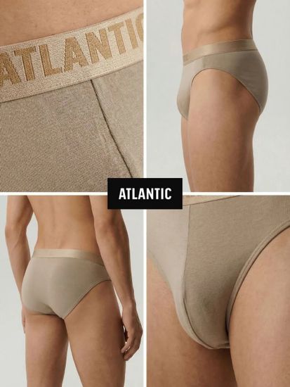Мужские трусы слипы (2 шт) спорт Atlantic Basic 2BMP-013 ,пима хлопок, бежевый