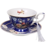 Чайная пара керамическая «Грация» (кружка 220мл+блюдце) в подарочной коробке, синяя