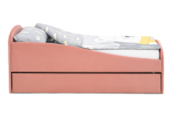 Детская мягкая кровать с ящиком Бельмарко Letmo пудровый велюр