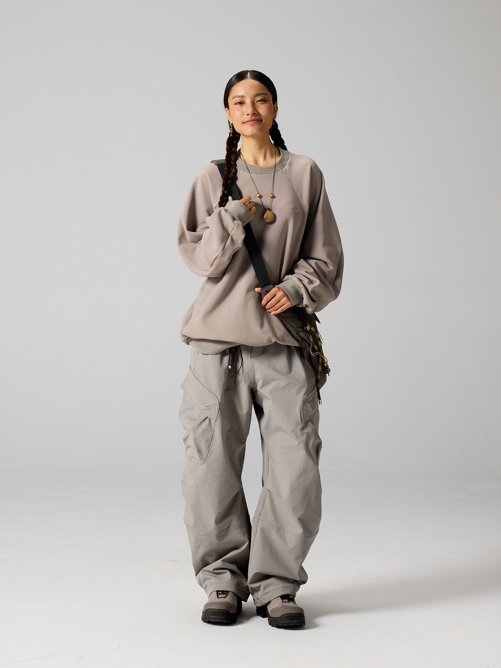 Женские Брюки Nothomme Blue Plaid Fleece-Lined Wide-Leg Cargo Pants