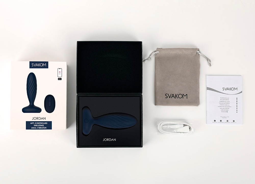 Темно-синяя анальная вибропробка 12см с поступательными движениями Svakom Jordan SA297A