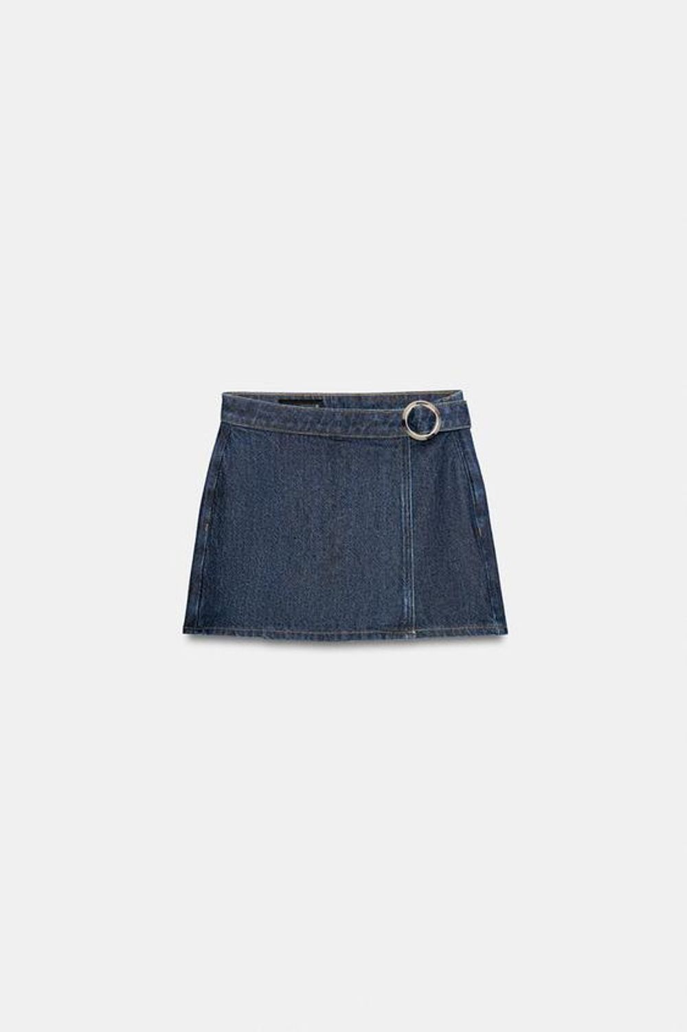 ZARA ДЖИНСОВЫЕ ЮБКА-ШОРТЫ Z1975 С ПРЯЖКОЙ, СИНИЙ
