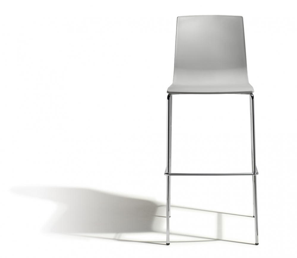 Стул барный пластиковый Scab Design Alice Barstool, хром, светло-серый