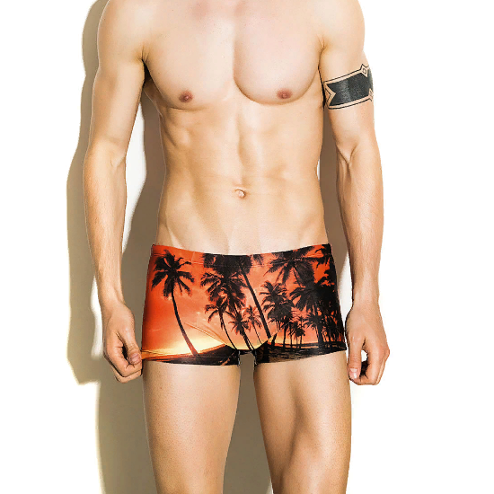 Мужские плавки оранжевые с принтом Seobean