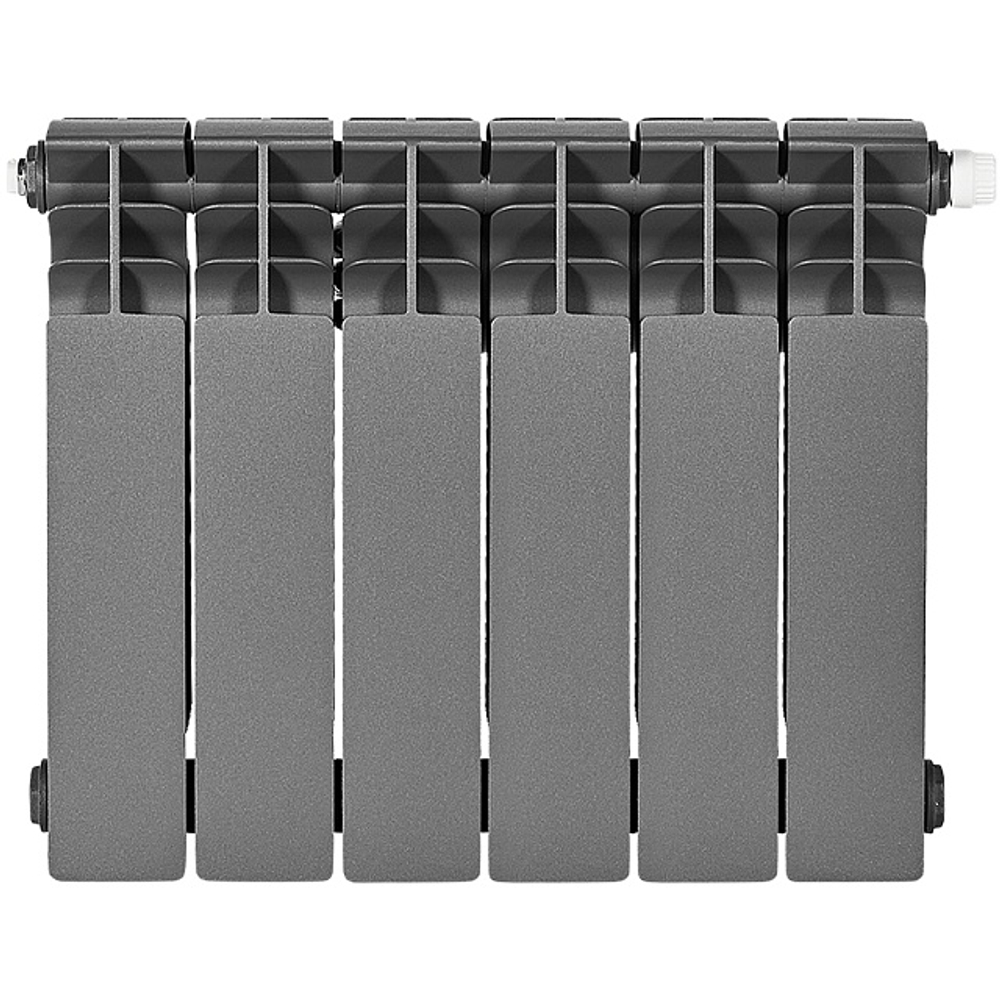 Радиатор биметаллический STOUT TITAN VENTIL 350 - 6 секций (подключение нижнее правое, цвет графит RAL 7024)