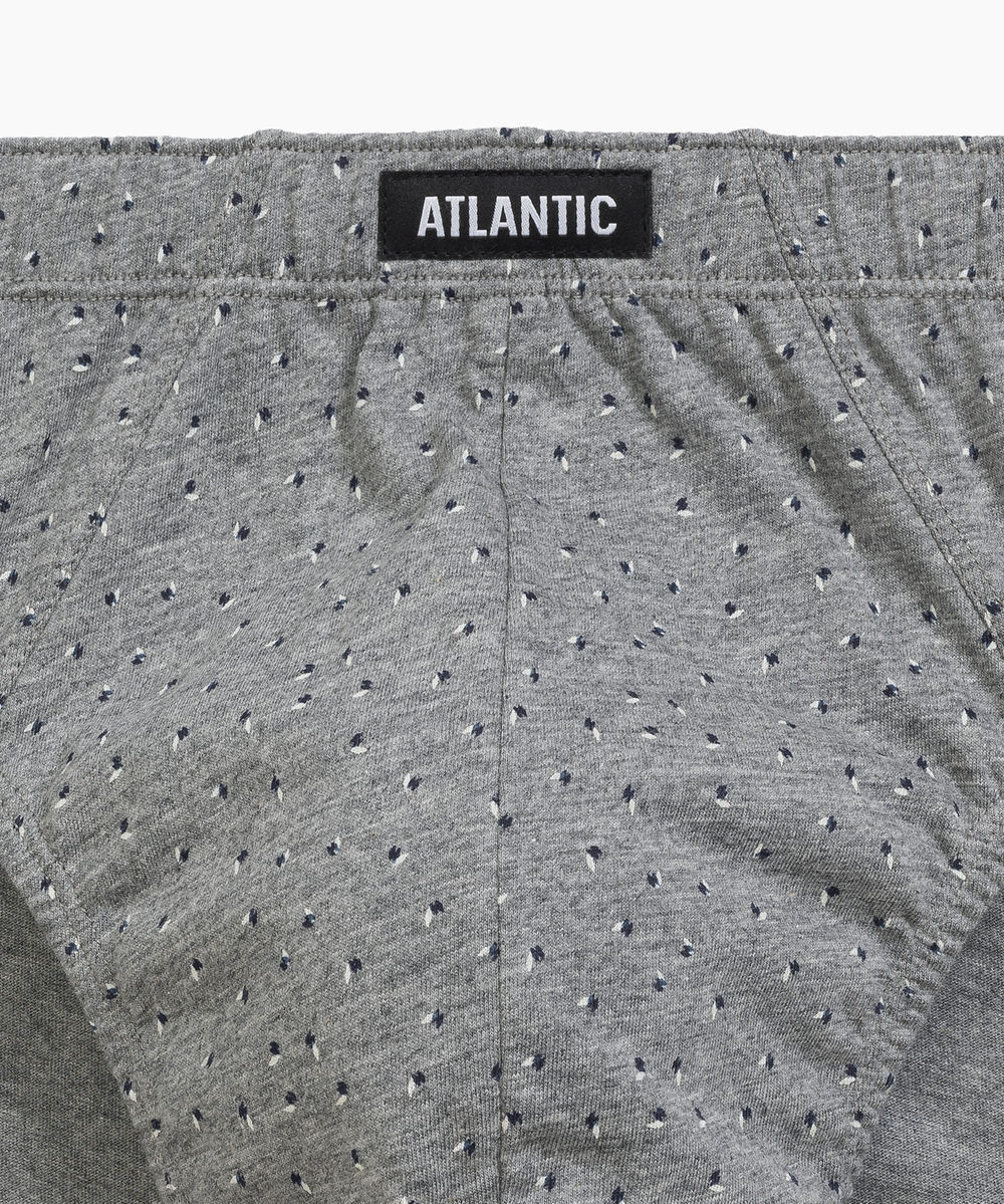 Мужские трусы слипы классика Atlantic, набор 3 шт., хлопок, темно-синие + серый меланж + голубые, 3MP-181