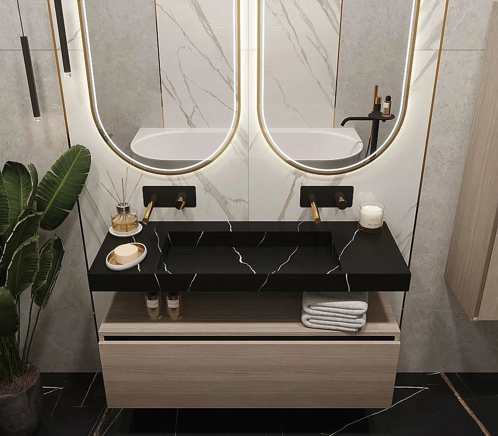Тумба с раковиной Armadi Art Flat 120 светлый дуб