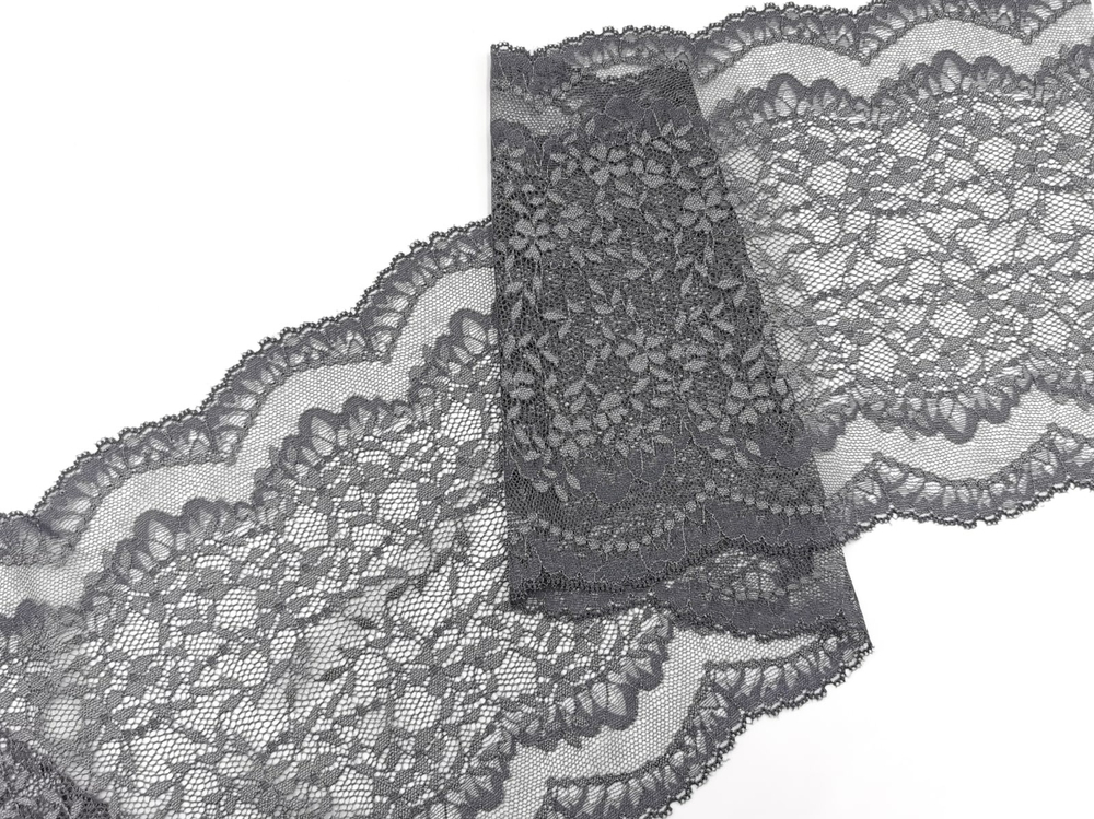 Эластичное кружево, 23 см, темно-серое (Арт: EK-2709), м