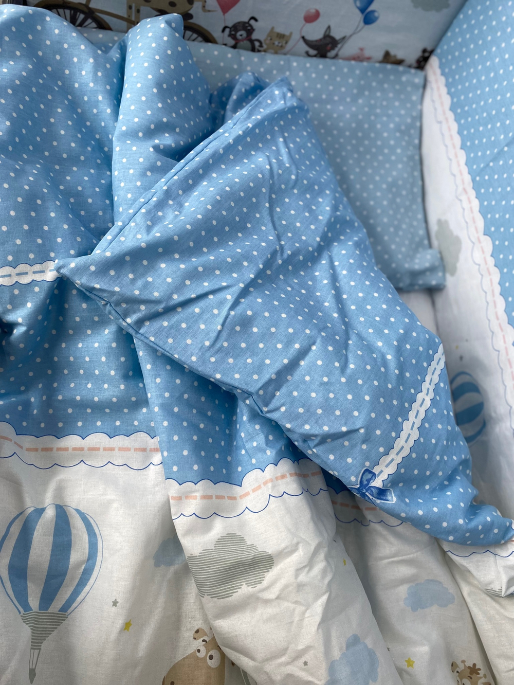 Комплект постельного белья 6-ти предметный "Жирафик" бязь голубой