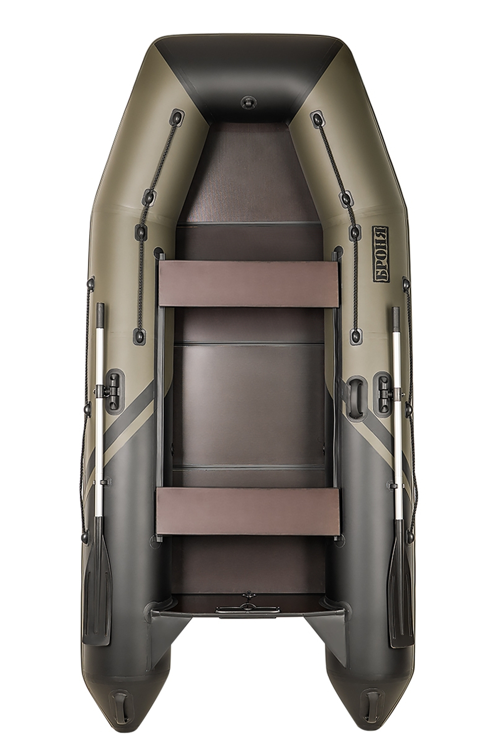 Броня-320 С хаки-черный (Лодка ПВХ под мотор с усилением)