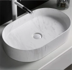 Раковина CR0055B MMW1 накладная, мрамор матовый белый, овальная 500х350х120 Ceruttispa