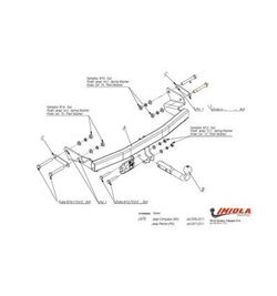 Фаркоп IMIOLA J.070 Jeep Compass MK 2006-2011, Jeep Liberty 2006-2011(паспорт и сертификат в комплекте)(без электрики)