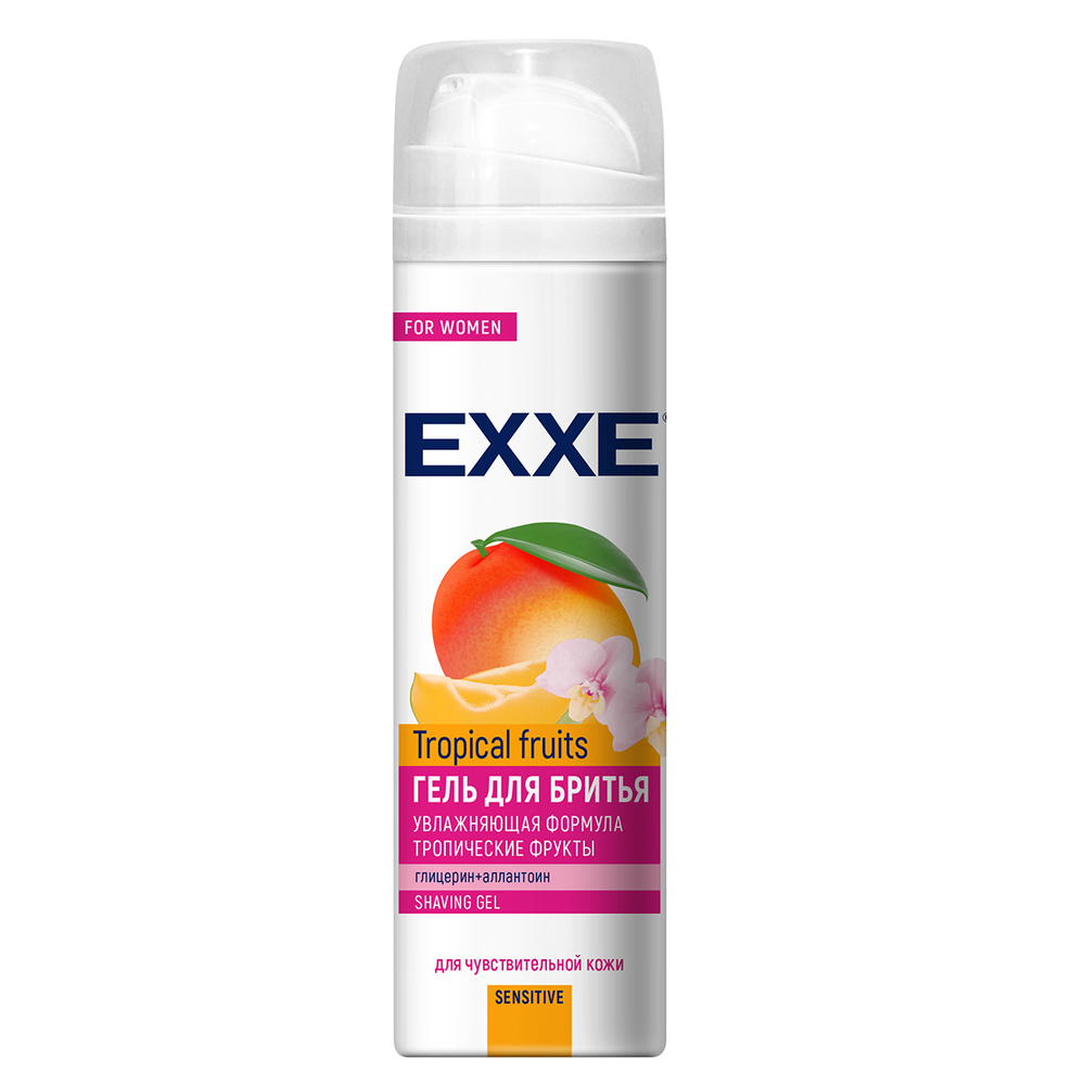 EXXE Гель для бритья Sensitive Tropical fruits, женский, увлажняющий, для чувствительной кожи, 200 мл