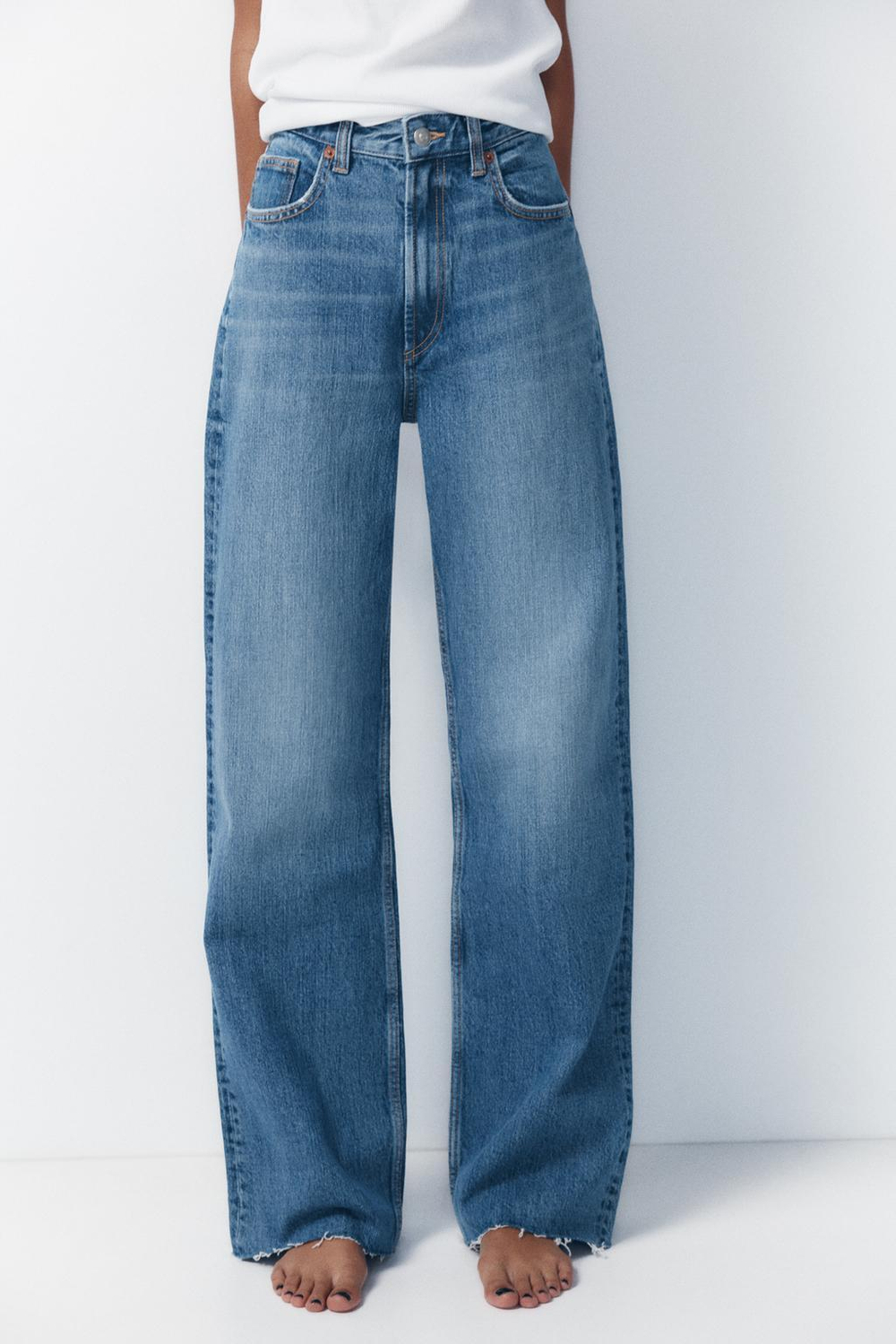 Джинсы с высокой посадкой trf wide leg