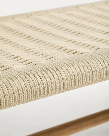 Скамейка Alipa из массива акации и веревки кремового цвета