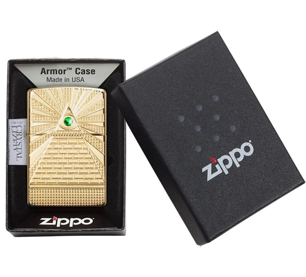 Зажигалка ZIPPO Armor™ с покрытием High Polish Brass, латунь/сталь, золотистая, 38x13x57 мм (49060)