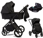 Детская коляска Peppy Monaco 3 в 1 с автокреслом Verona Black Black (черный), рама черная матовая