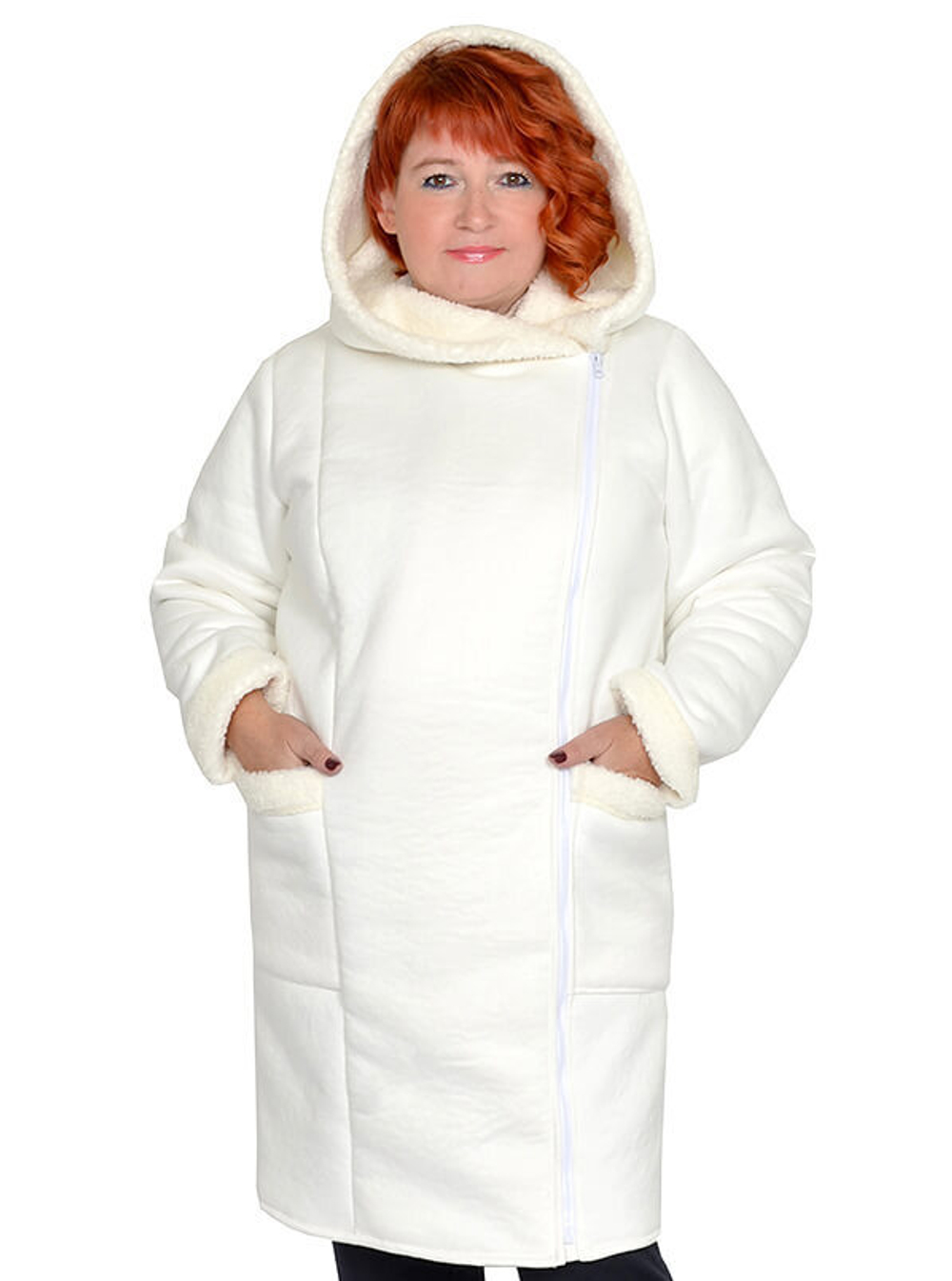 Жакет асимметричный, молочный