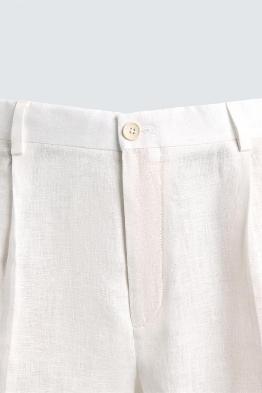 ZARA БРЮКИ КЛАССИЧЕСКОГО КРОЯ ИЗ 100% ЛЬНА, БЕЛЫЙ