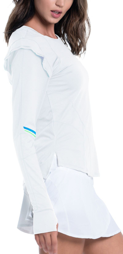 Женская теннисная футболкаLucky in Love Tech Performance Swoop Long Sleeve - White