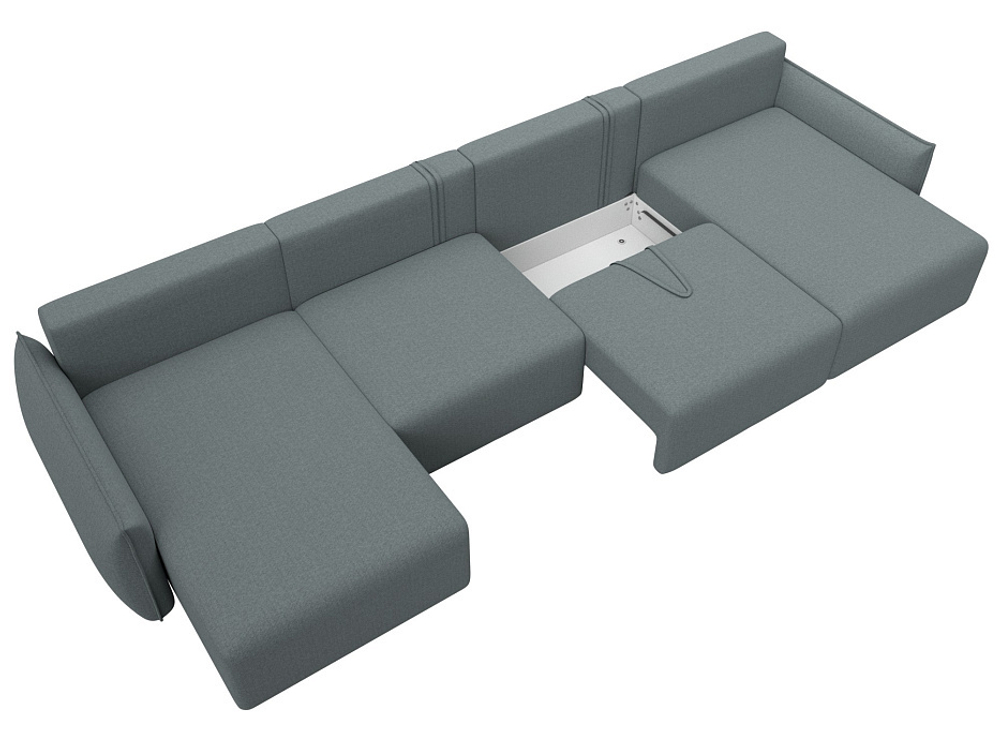 Диван П-образный Лига-051 НПБ Лонг РОГОЖКА Амур 07 серый
