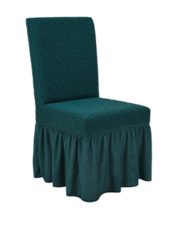 Чехол на стул с оборкой Жаккард, цвет Изумрудный