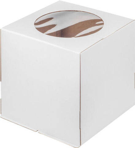 Коробка для торта с окном белая Гофрокартон 30 х 30 х 30 см