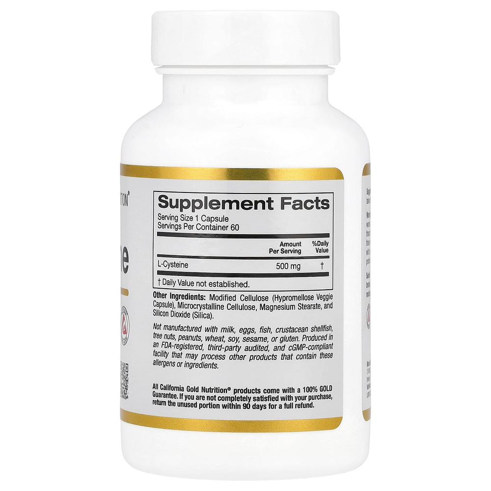 California Gold Nutrition, L-цистеин, AjiPure®, 500 мг, 60 растительных капсул