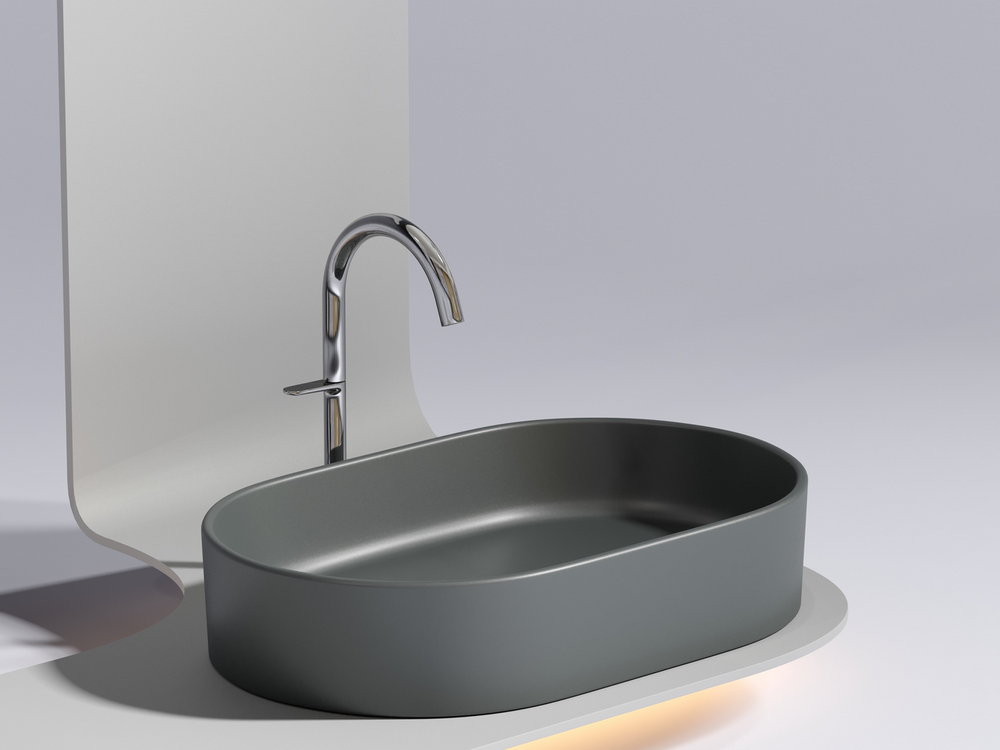 Умывальник чаша накладная овальная (цвет Темный Антрацит Матовый) Element 608x385x122мм