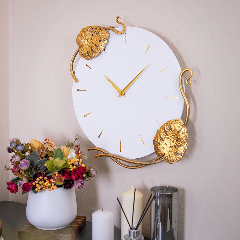 Часы настенные Monstera Deliciosa (Монстера) Айс Амбер