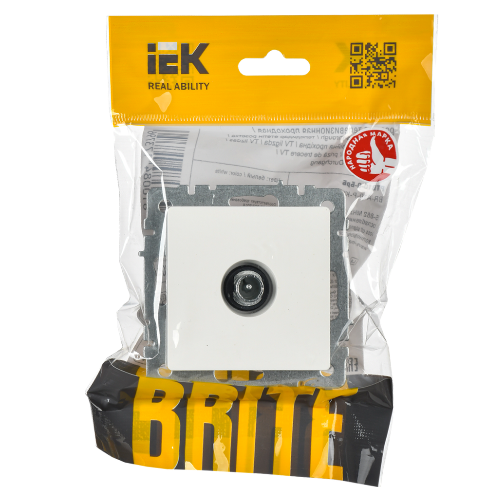 BRITE Розетка TV проходная РТВ10-0-БрБ белый IEK