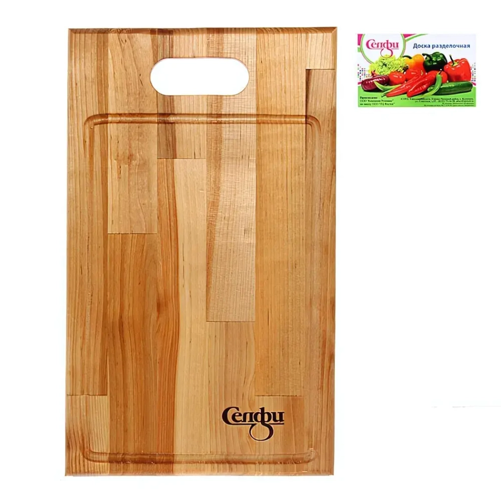 Доска разделочная «Прямая ручка» большая с желобом 38*22*1,8см