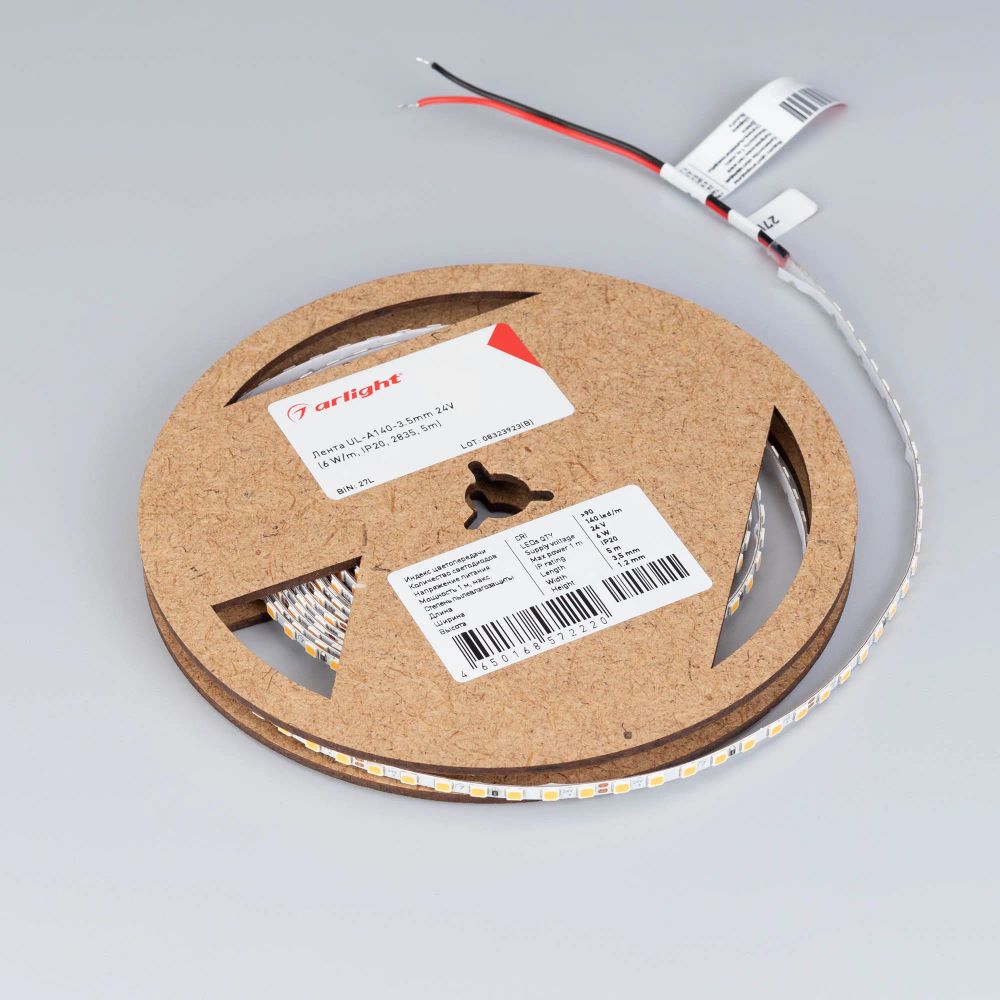 Светодиодная лента UL-A140-3.5mm 24V Warm3000 (6 W/m, IP20, 2835, 5m) (Arlight, узкая) 045971