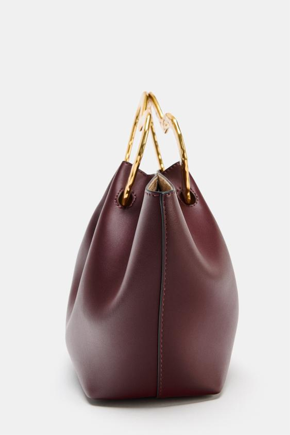 ZARA СУМКА С МЕТАЛЛИЧЕСКОЙ РУЧКОЙ, БОРДОВО-КРАСНЫЙ