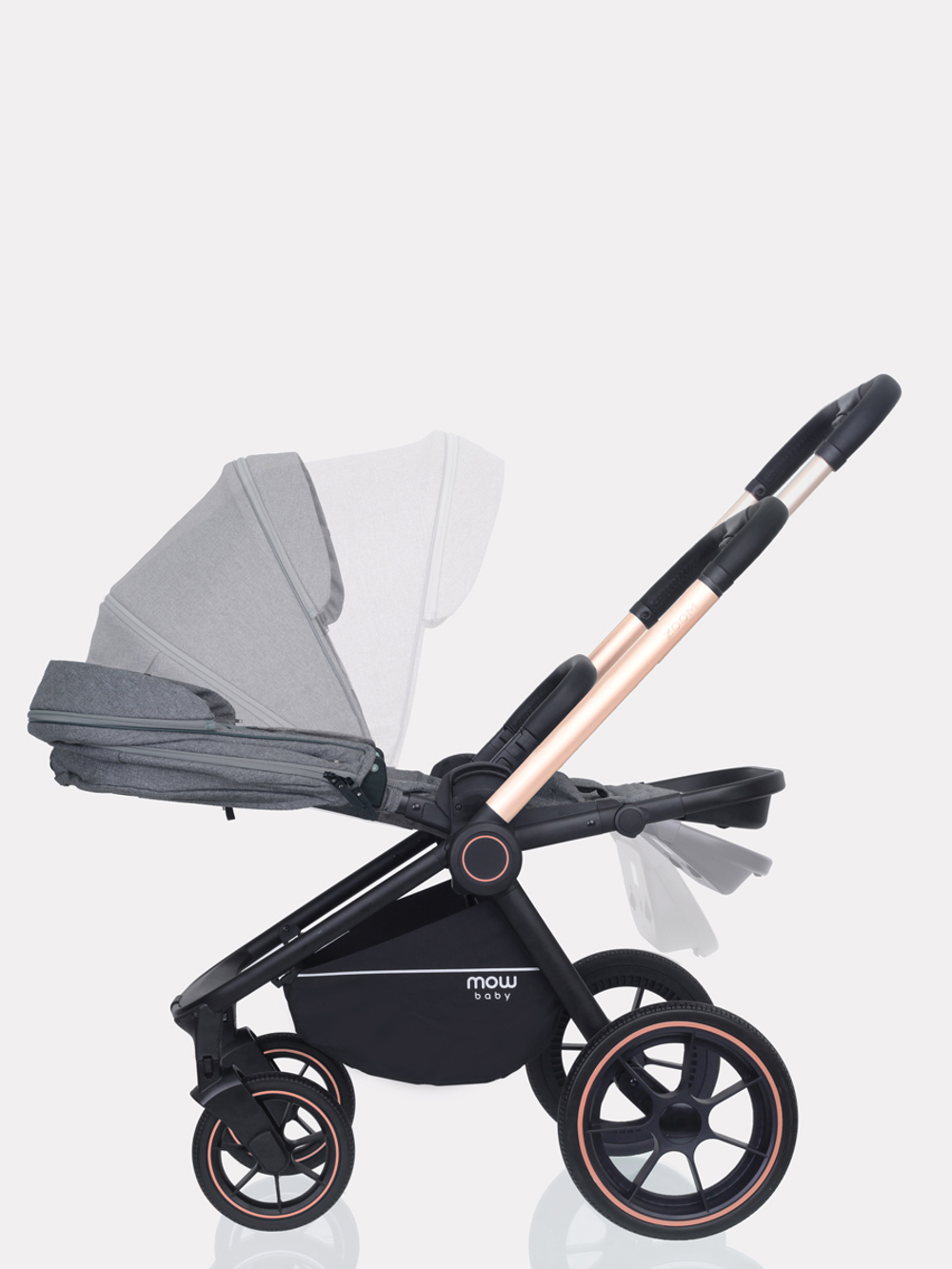 Коляска детская MOWBaby "ZOOM"PU (3в1) RA087 Silver Grey