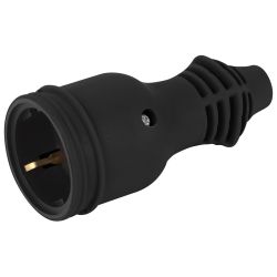 Розетка ЭРА RX11-B-IP44 каучуковая c заземлением 16А IP44 прямая черная | Электротовары