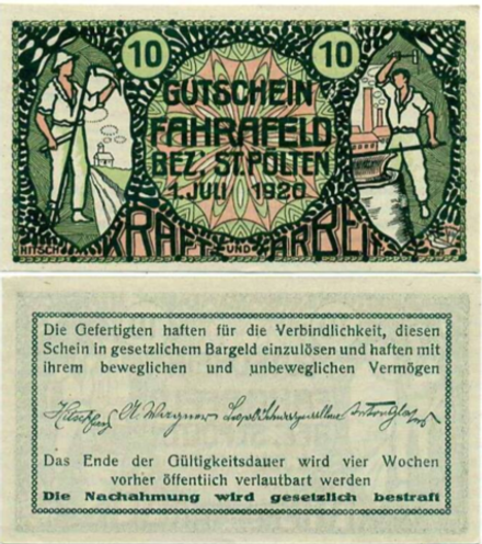 Австрия 10 геллеров 1920 Фарафельд aUNC