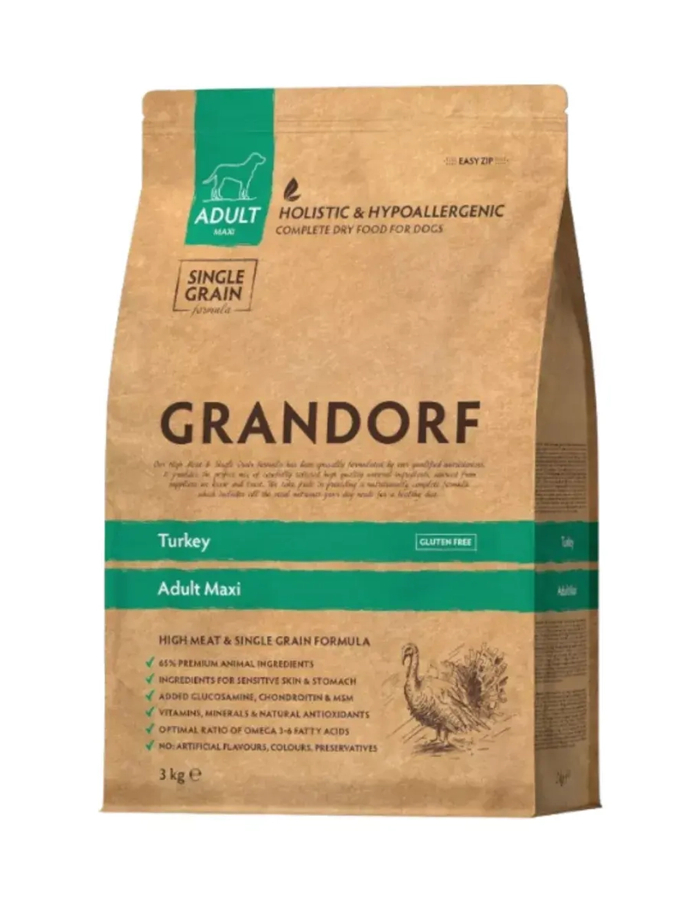 GRANDORF DOG Turkey MAXI (Грандорф Дог Макси) сухой корм для собак крупных пород 3 кг